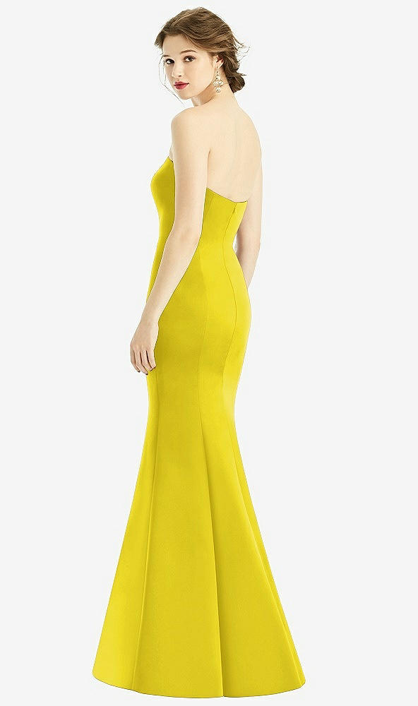 Back View - Citrus Sweetheart Strapless Satin Mermaid Dress