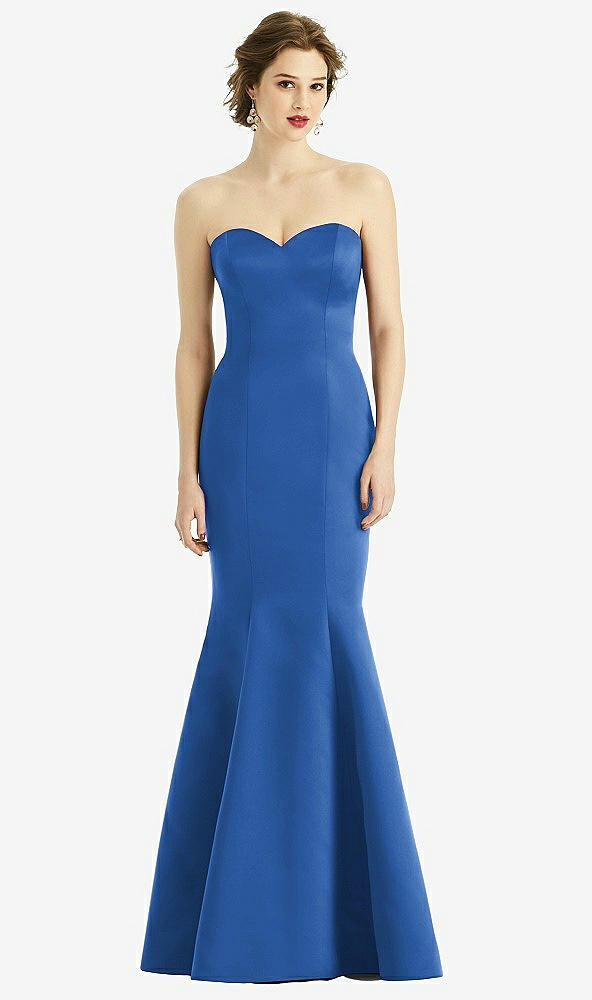 Front View - Lapis Sweetheart Strapless Satin Mermaid Dress