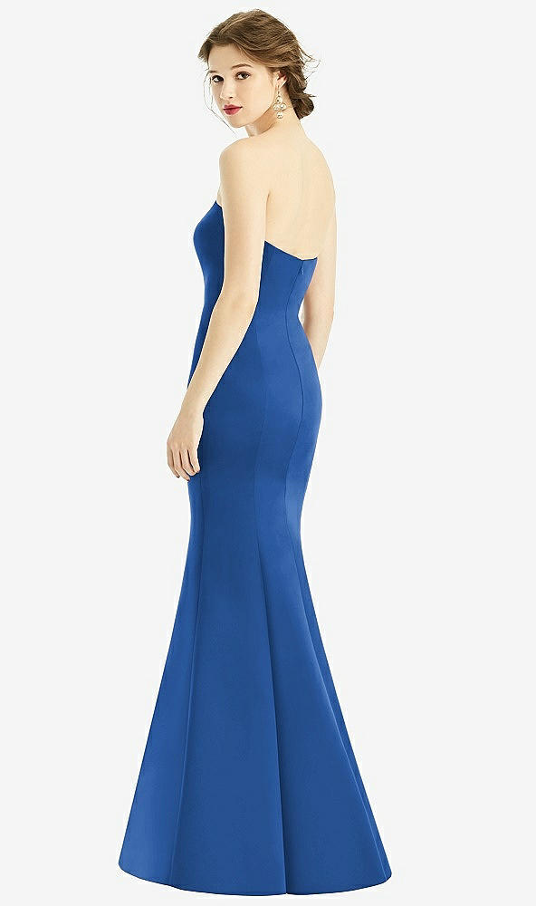 Back View - Lapis Sweetheart Strapless Satin Mermaid Dress