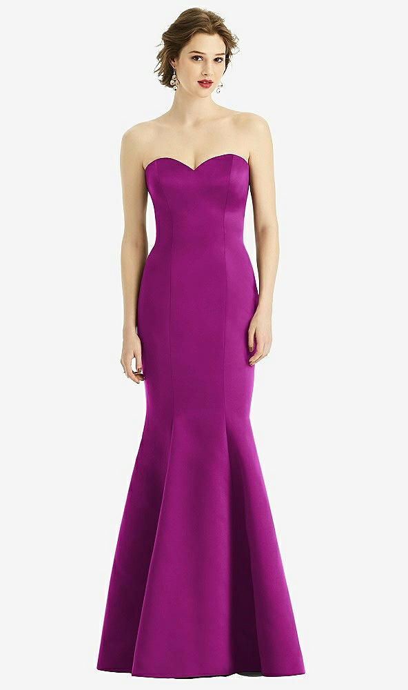 Front View - Persian Plum Sweetheart Strapless Satin Mermaid Dress