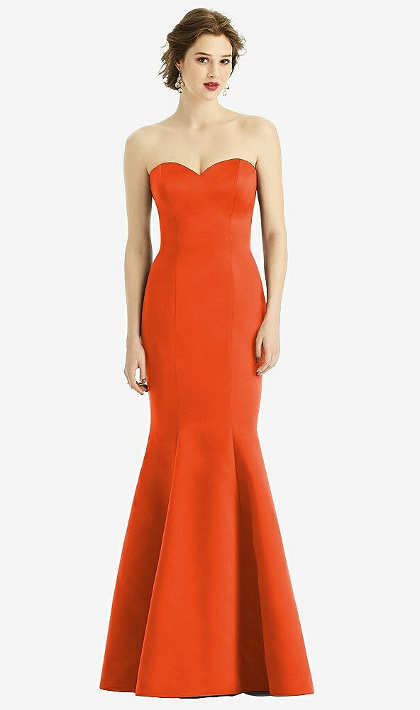 Front View - Tangerine Tango Sweetheart Strapless Satin Mermaid Dress