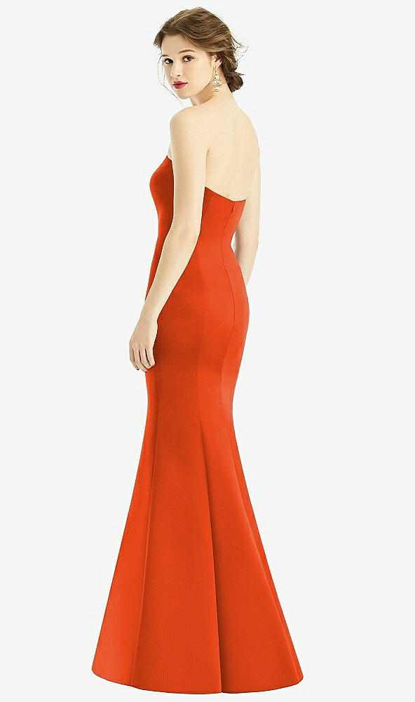 Back View - Tangerine Tango Sweetheart Strapless Satin Mermaid Dress