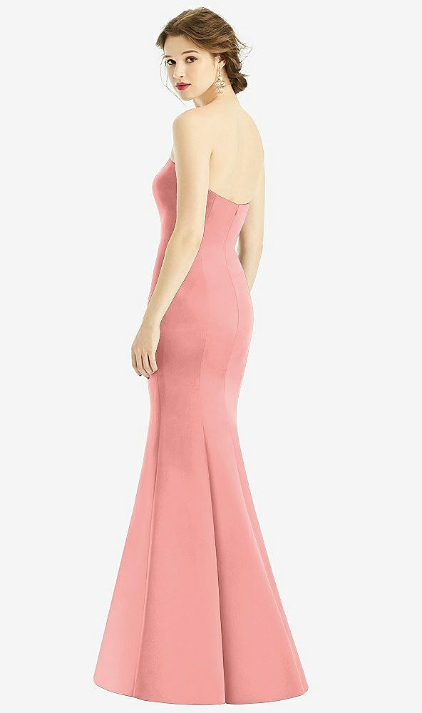 Back View - Apricot Sweetheart Strapless Satin Mermaid Dress