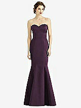 Front View Thumbnail - Aubergine Sweetheart Strapless Satin Mermaid Dress