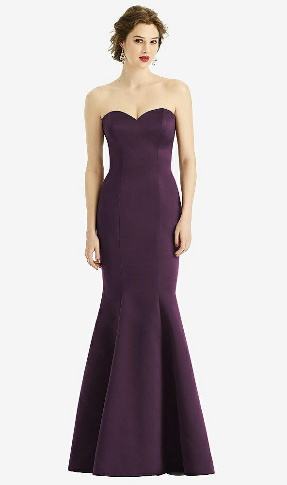 Front View - Aubergine Sweetheart Strapless Satin Mermaid Dress