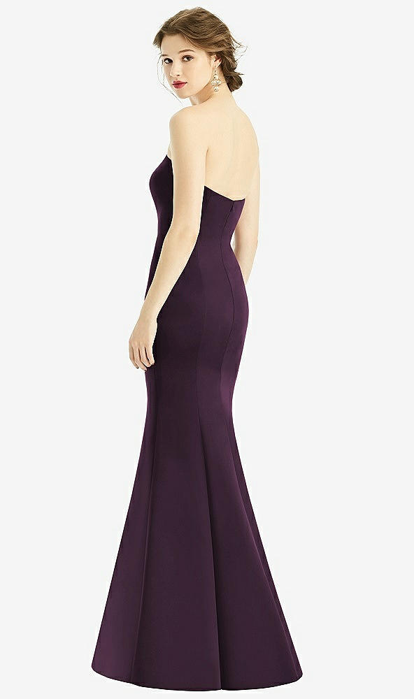 Back View - Aubergine Sweetheart Strapless Satin Mermaid Dress