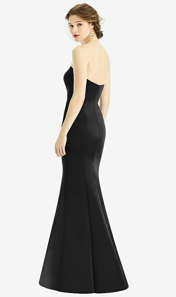 Back View - Black Sweetheart Strapless Satin Mermaid Dress