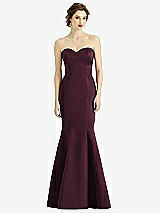 Front View Thumbnail - Bordeaux Sweetheart Strapless Satin Mermaid Dress