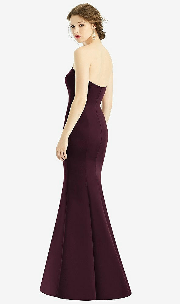 Back View - Bordeaux Sweetheart Strapless Satin Mermaid Dress