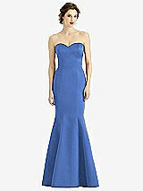 Front View Thumbnail - Cornflower Sweetheart Strapless Satin Mermaid Dress