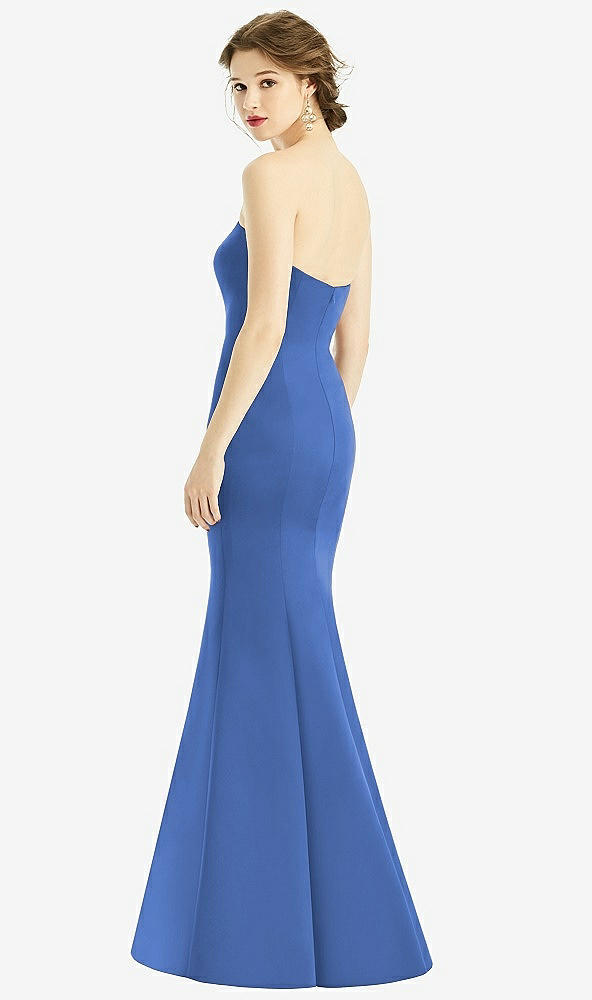 Back View - Cornflower Sweetheart Strapless Satin Mermaid Dress