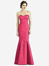 Front View Thumbnail - Pantone Honeysuckle Sweetheart Strapless Satin Mermaid Dress