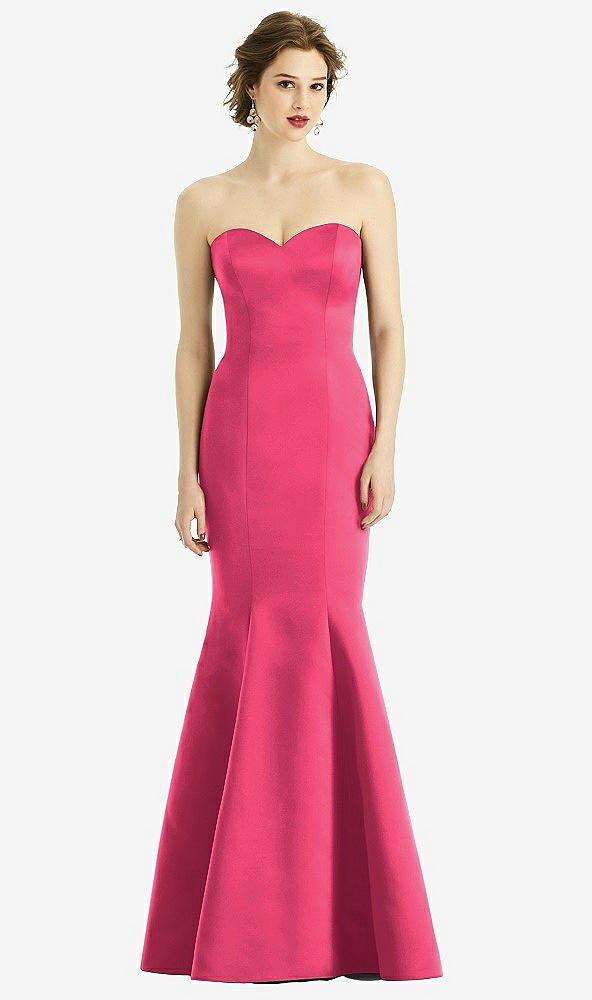 Front View - Pantone Honeysuckle Sweetheart Strapless Satin Mermaid Dress