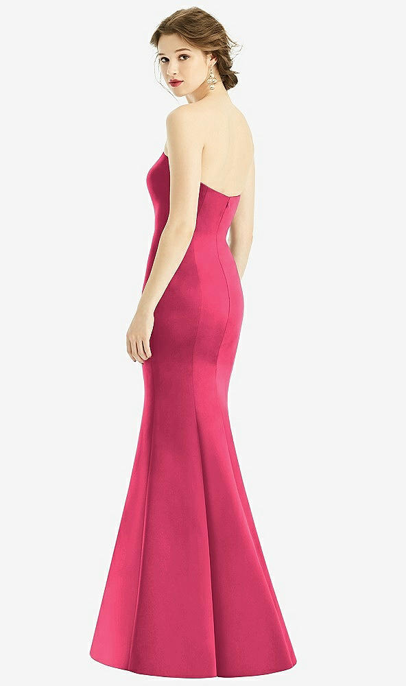 Back View - Pantone Honeysuckle Sweetheart Strapless Satin Mermaid Dress