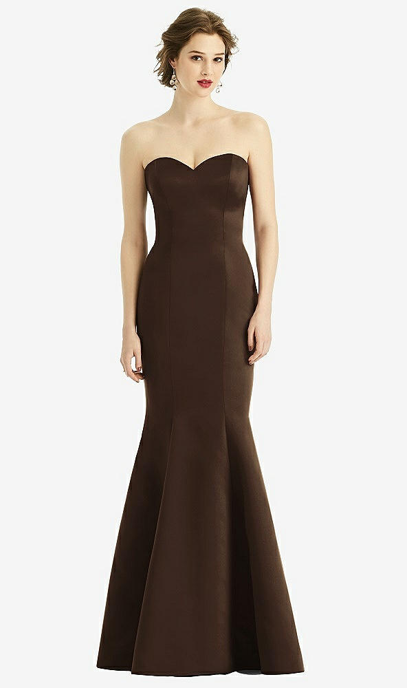 Front View - Espresso Sweetheart Strapless Satin Mermaid Dress