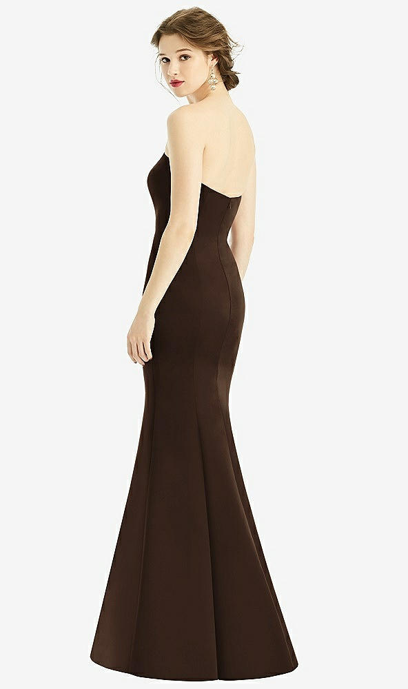 Back View - Espresso Sweetheart Strapless Satin Mermaid Dress