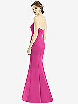 Rear View Thumbnail - Fuchsia Sweetheart Strapless Satin Mermaid Dress