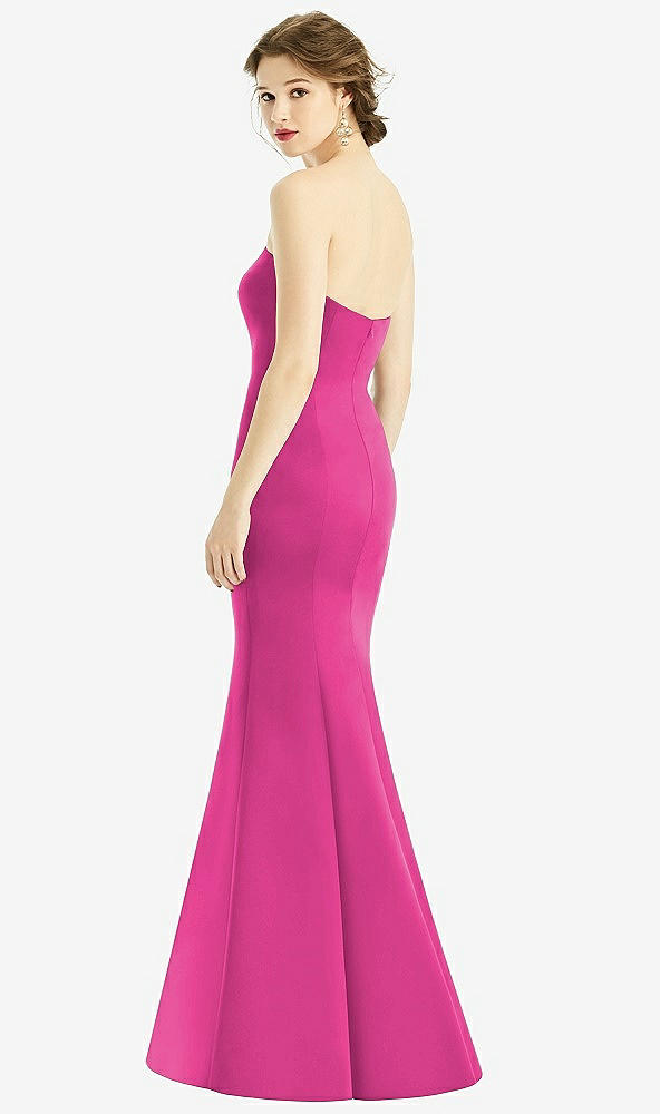 Back View - Fuchsia Sweetheart Strapless Satin Mermaid Dress