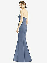 Rear View Thumbnail - Larkspur Blue Sweetheart Strapless Satin Mermaid Dress