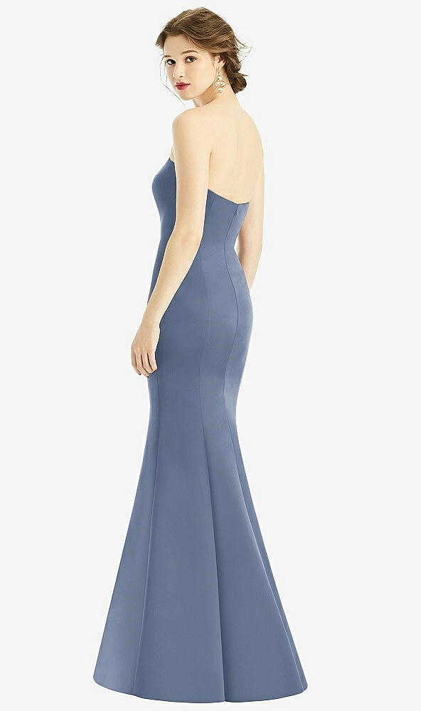 Back View - Larkspur Blue Sweetheart Strapless Satin Mermaid Dress