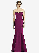 Front View Thumbnail - Merlot Sweetheart Strapless Satin Mermaid Dress