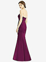 Rear View Thumbnail - Merlot Sweetheart Strapless Satin Mermaid Dress