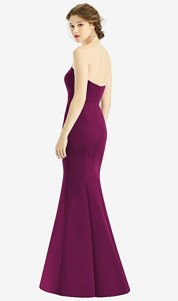 Back View - Merlot Sweetheart Strapless Satin Mermaid Dress