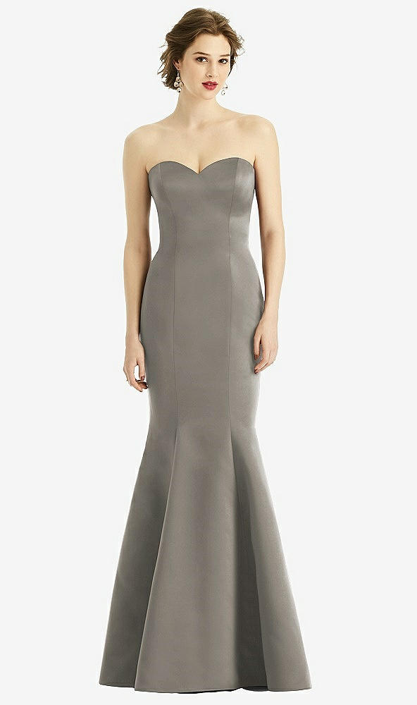 Front View - Mocha Sweetheart Strapless Satin Mermaid Dress