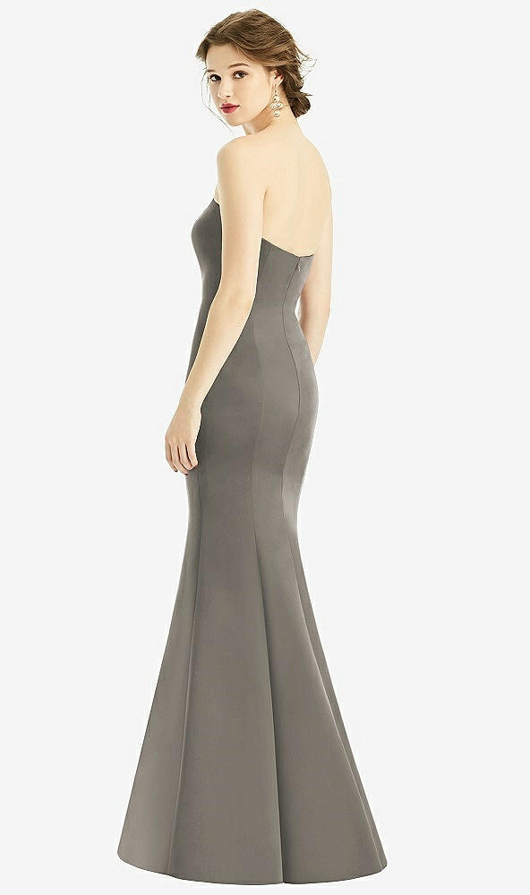 Back View - Mocha Sweetheart Strapless Satin Mermaid Dress