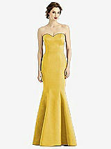 Front View Thumbnail - Marigold Sweetheart Strapless Satin Mermaid Dress