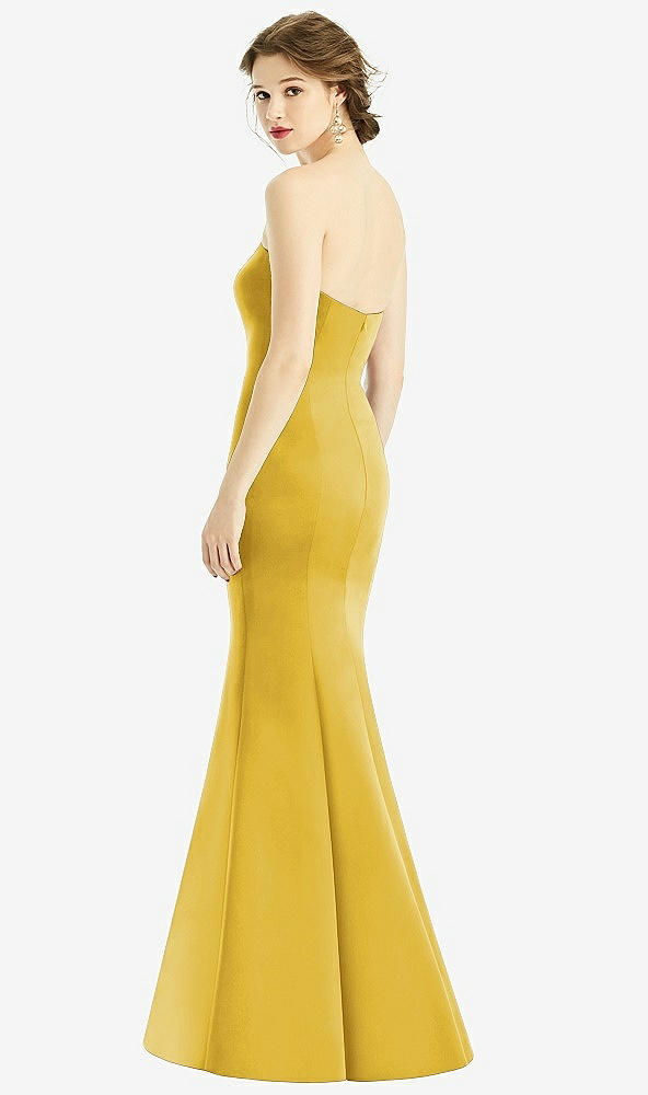 Back View - Marigold Sweetheart Strapless Satin Mermaid Dress