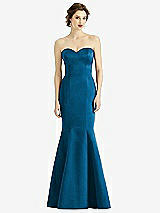 Front View Thumbnail - Ocean Blue Sweetheart Strapless Satin Mermaid Dress