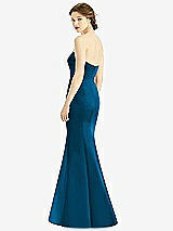 Rear View Thumbnail - Ocean Blue Sweetheart Strapless Satin Mermaid Dress