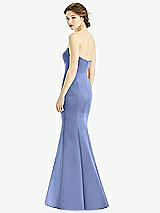 Rear View Thumbnail - Periwinkle - PANTONE Serenity Sweetheart Strapless Satin Mermaid Dress