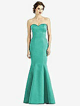 Front View Thumbnail - Pantone Turquoise Sweetheart Strapless Satin Mermaid Dress