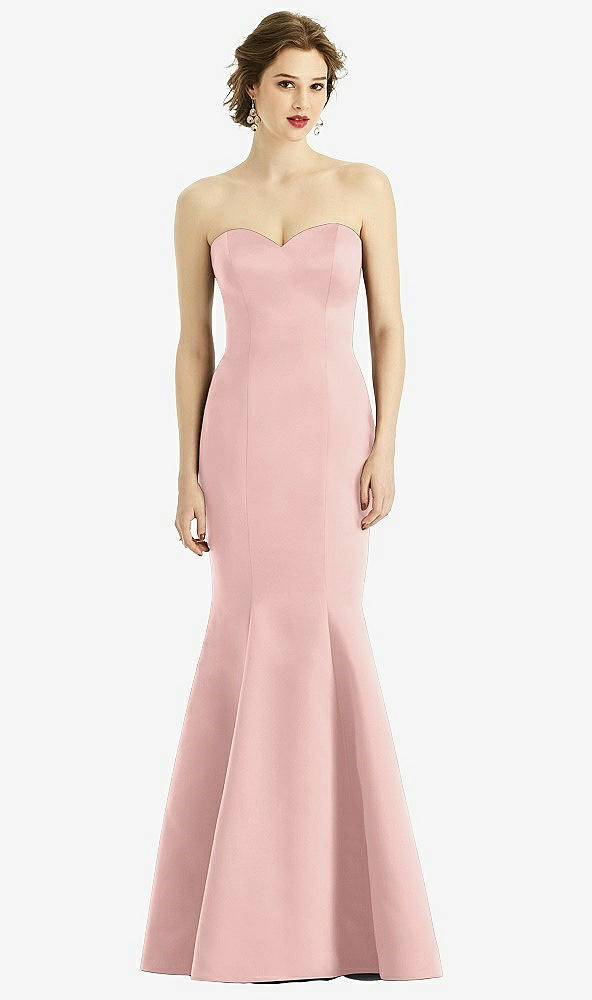 Front View - Rose - PANTONE Rose Quartz Sweetheart Strapless Satin Mermaid Dress