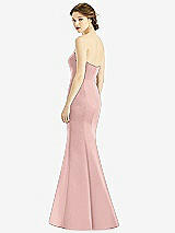 Rear View Thumbnail - Rose - PANTONE Rose Quartz Sweetheart Strapless Satin Mermaid Dress