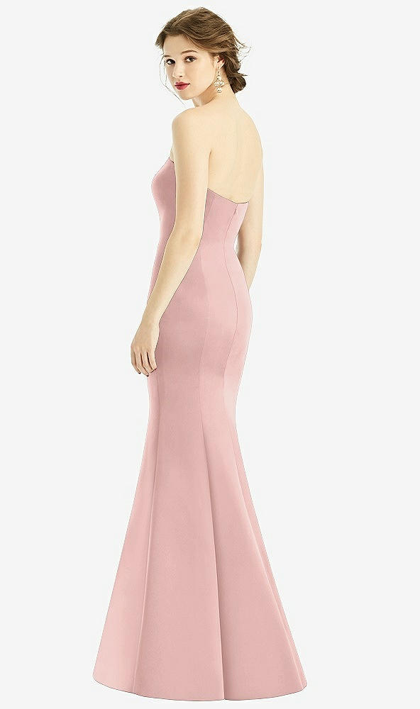 Back View - Rose - PANTONE Rose Quartz Sweetheart Strapless Satin Mermaid Dress