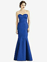 Front View Thumbnail - Sapphire Sweetheart Strapless Satin Mermaid Dress