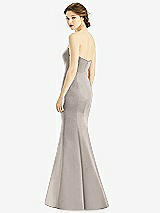 Rear View Thumbnail - Taupe Sweetheart Strapless Satin Mermaid Dress