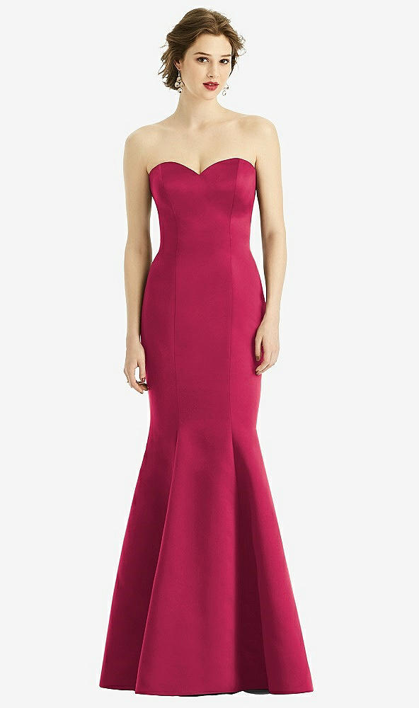 Front View - Valentine Sweetheart Strapless Satin Mermaid Dress