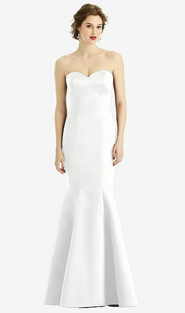 Front View - White Sweetheart Strapless Satin Mermaid Dress