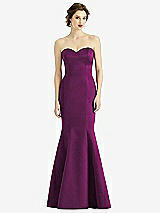 Front View Thumbnail - Wild Berry Sweetheart Strapless Satin Mermaid Dress