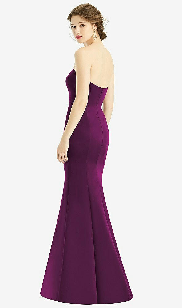 Back View - Wild Berry Sweetheart Strapless Satin Mermaid Dress