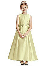 Front View Thumbnail - Butter Yellow Princess Line Satin Twill Flower Girl Dress with Bows