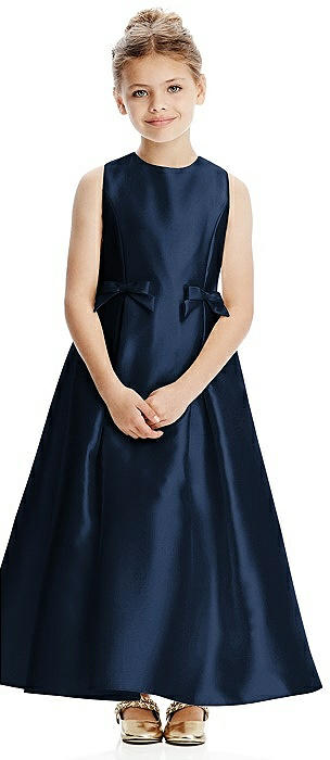 Princess Line Satin Twill Flower Girl Dress with Bows