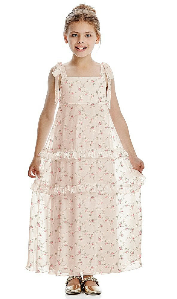 Front View - Coquette Floral Print Flower Girl Dress FL4071