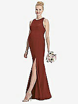 Front View Thumbnail - Auburn Moon Sleeveless Halter Maternity Dress with Front Slit