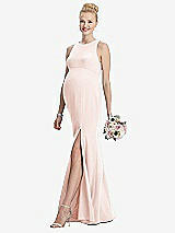 Front View Thumbnail - Blush Sleeveless Halter Maternity Dress with Front Slit