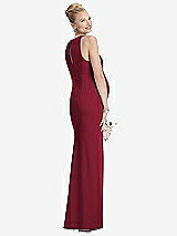 Rear View Thumbnail - Burgundy Sleeveless Halter Maternity Dress with Front Slit